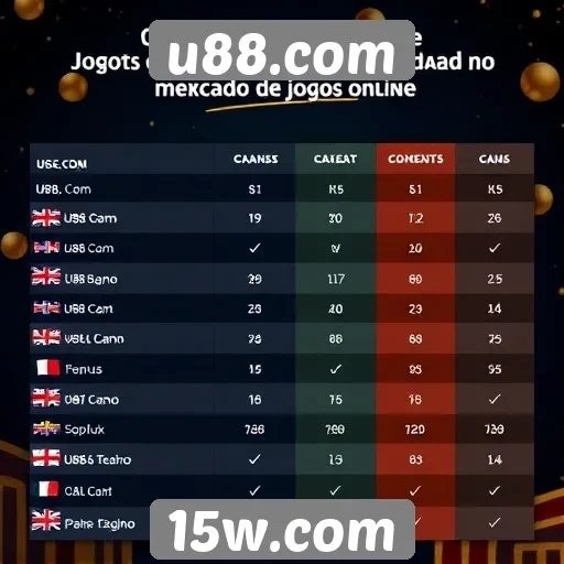 Comparação da oferta de jogos entre u88.com e concorrentes